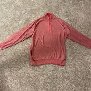 mens red/coral half zip sweater